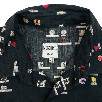 Vintage 90s Moschino Jeans Desktop Icon Long Sleeve Button Up Shirt Size M