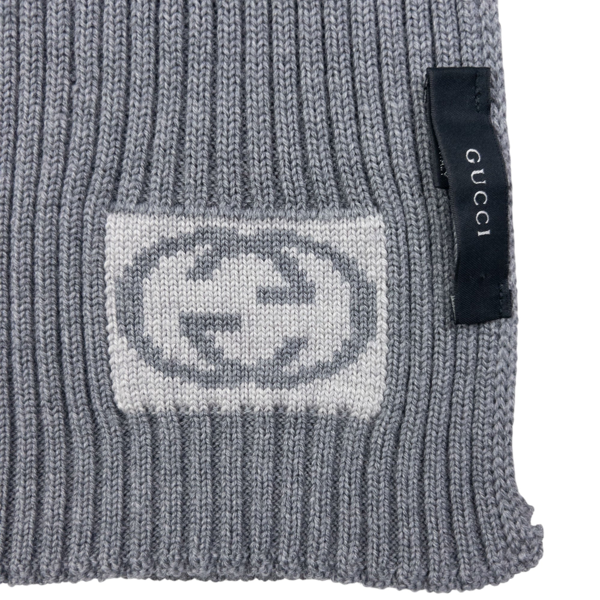 Vintage Gucci Ribbed Knit Wool Scarf