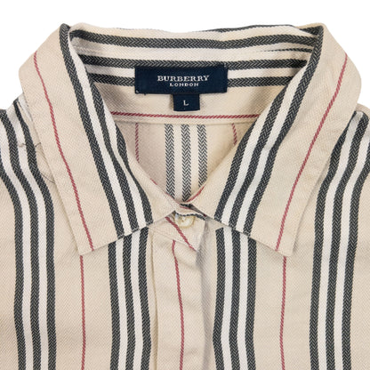 Vintage 2000s Burberry Nova Stripe Button Up Shirt in cream (cotton), photo 3