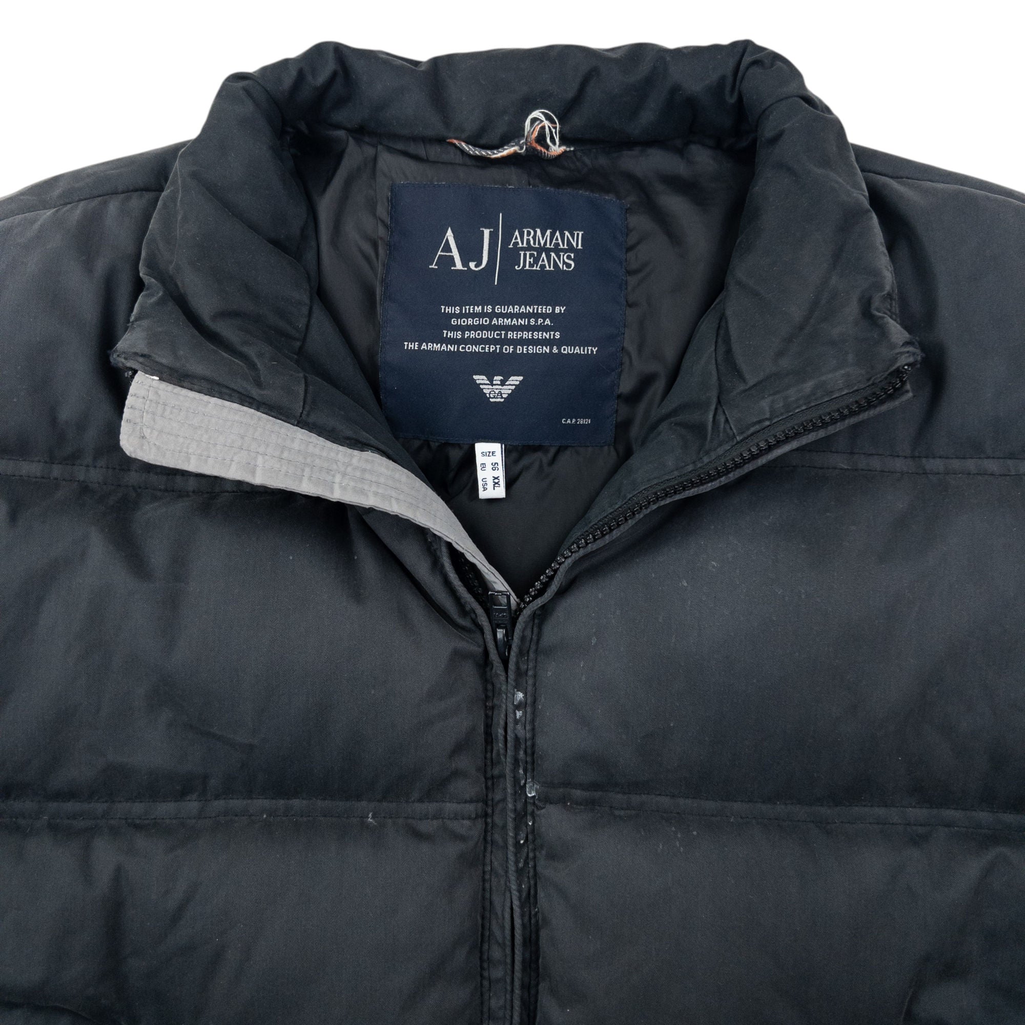 Vintage Armani Jeans Zip Up Puffer Jacket Size XL