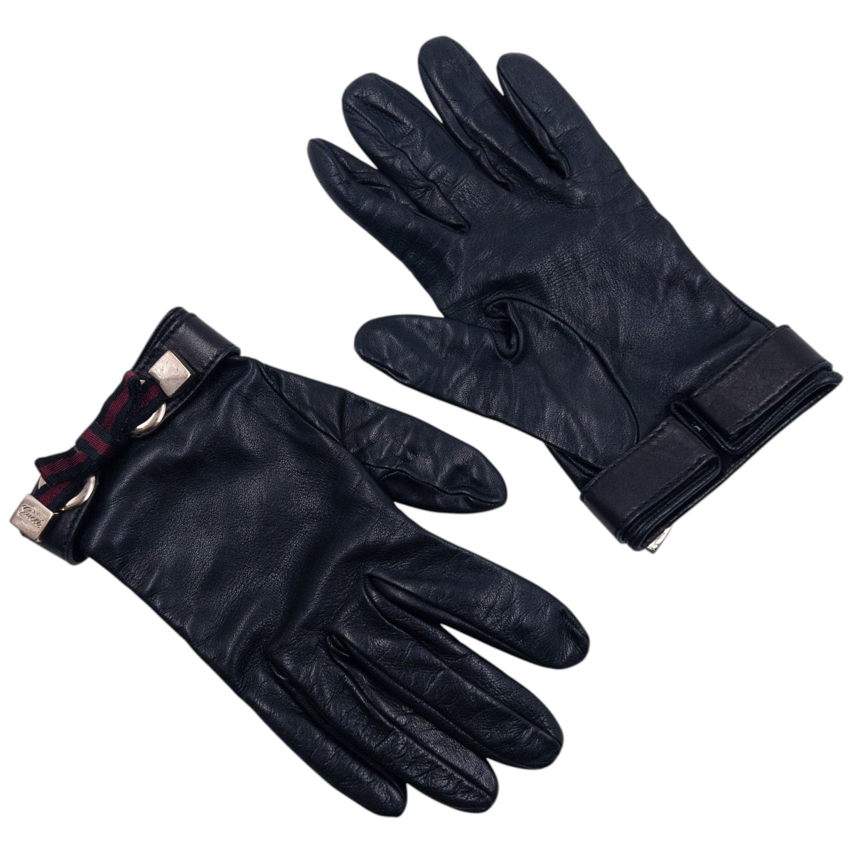 Vintage 2000s Gucci Bow Detail Leather Gloves Size M