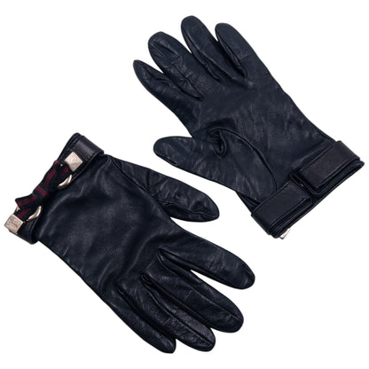 Vintage 2000s Gucci Bow Detail Leather Gloves Size M