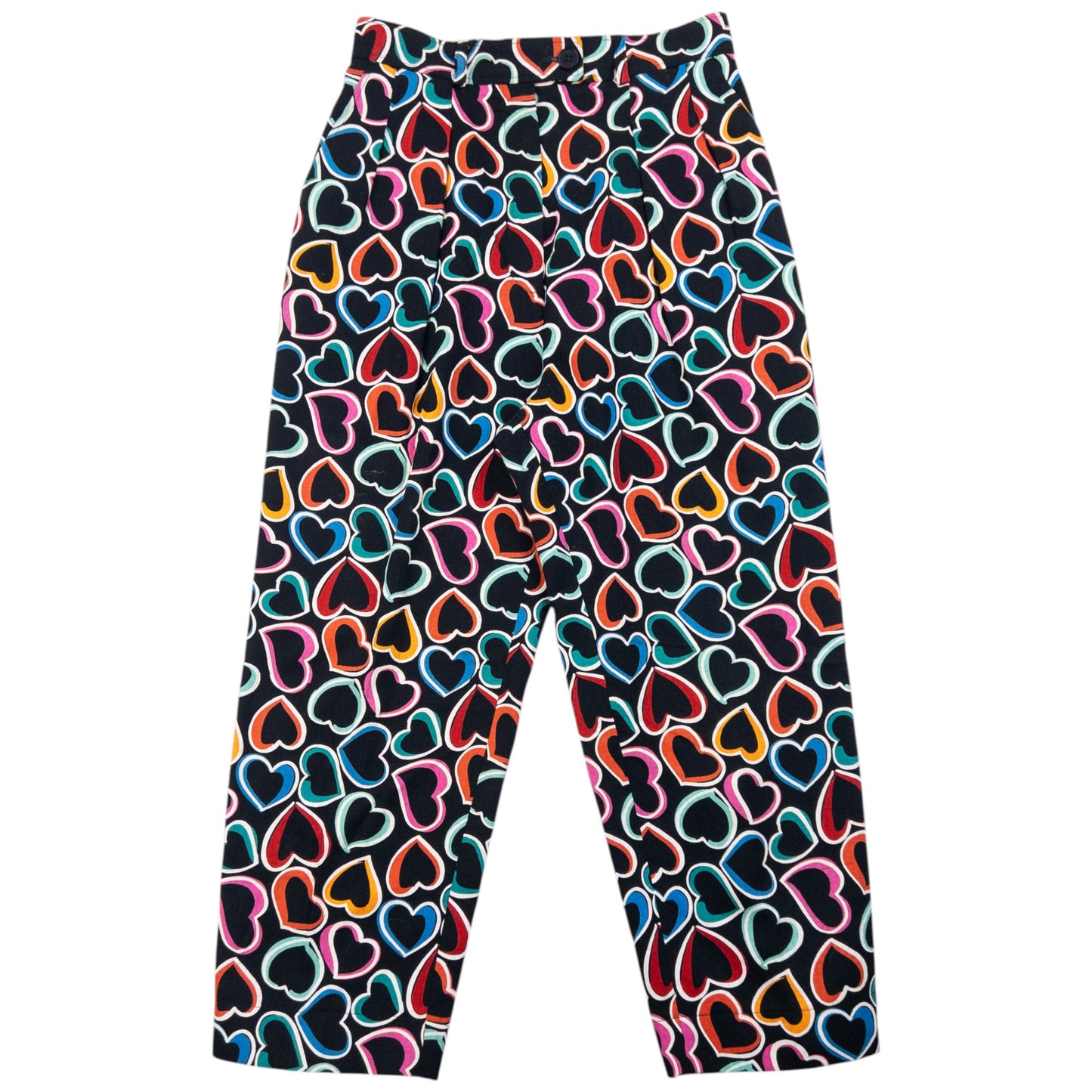 Vintage 80s YSL Yves Saint Laurent Heart Print Top & Trousers Set Womens Size XS