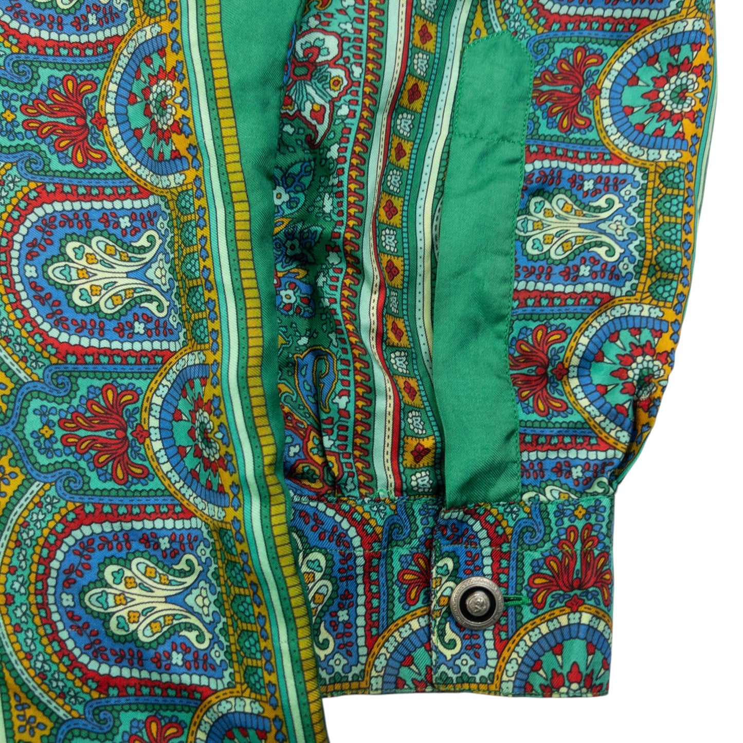 Vintage 90s Versace V2 Mosaic Paisley Print Long Sleeve Button Up Shirt Size S