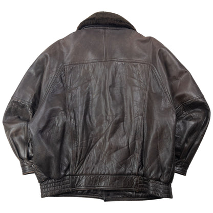 Vintage 80s Burberry Zip Up Leather Jacket Size XL