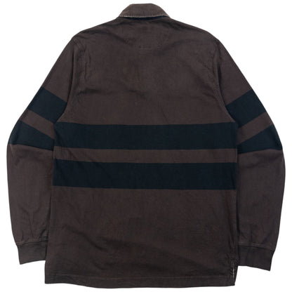 Vintage 2000s Burberry Striped Long Sleeve Polo Shirt in brown, photo 2