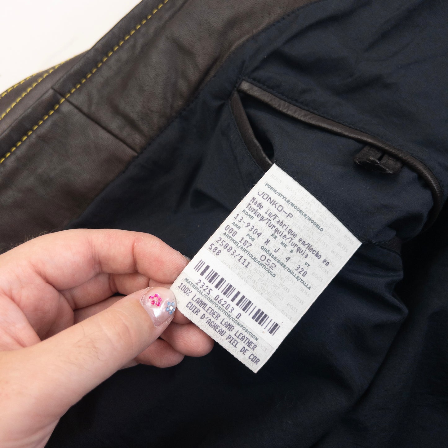 Vintage 90s Hugo Boss Contrast Stitching  Leather Jacket Size L
