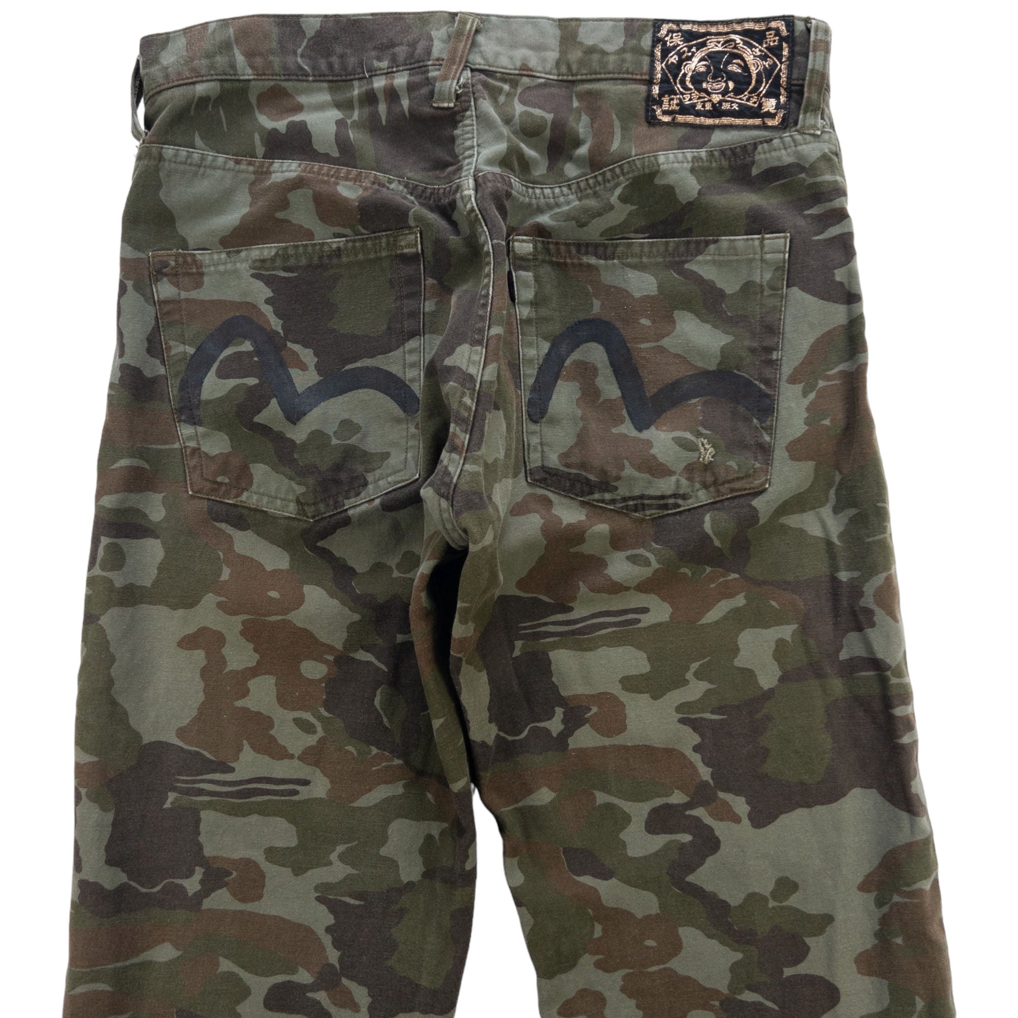 Vintage Evisu Double Gull Camo Trousers Size W32 | Second Wave