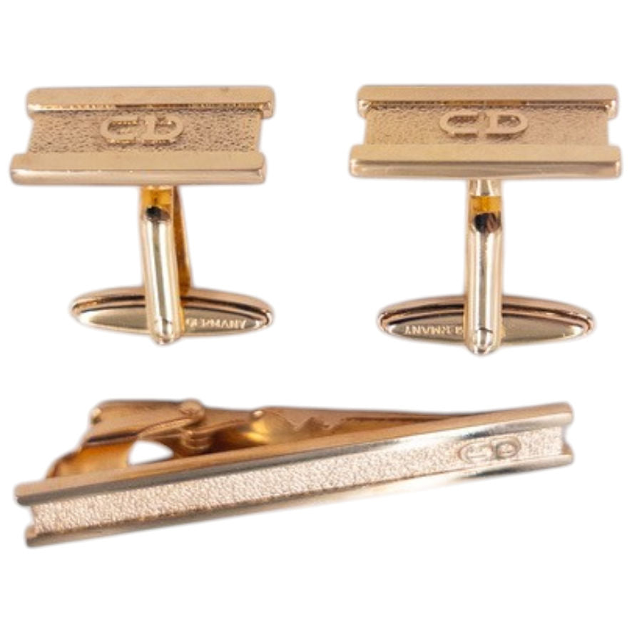 Vintage Dior Cuff Links & Tie Clip Set