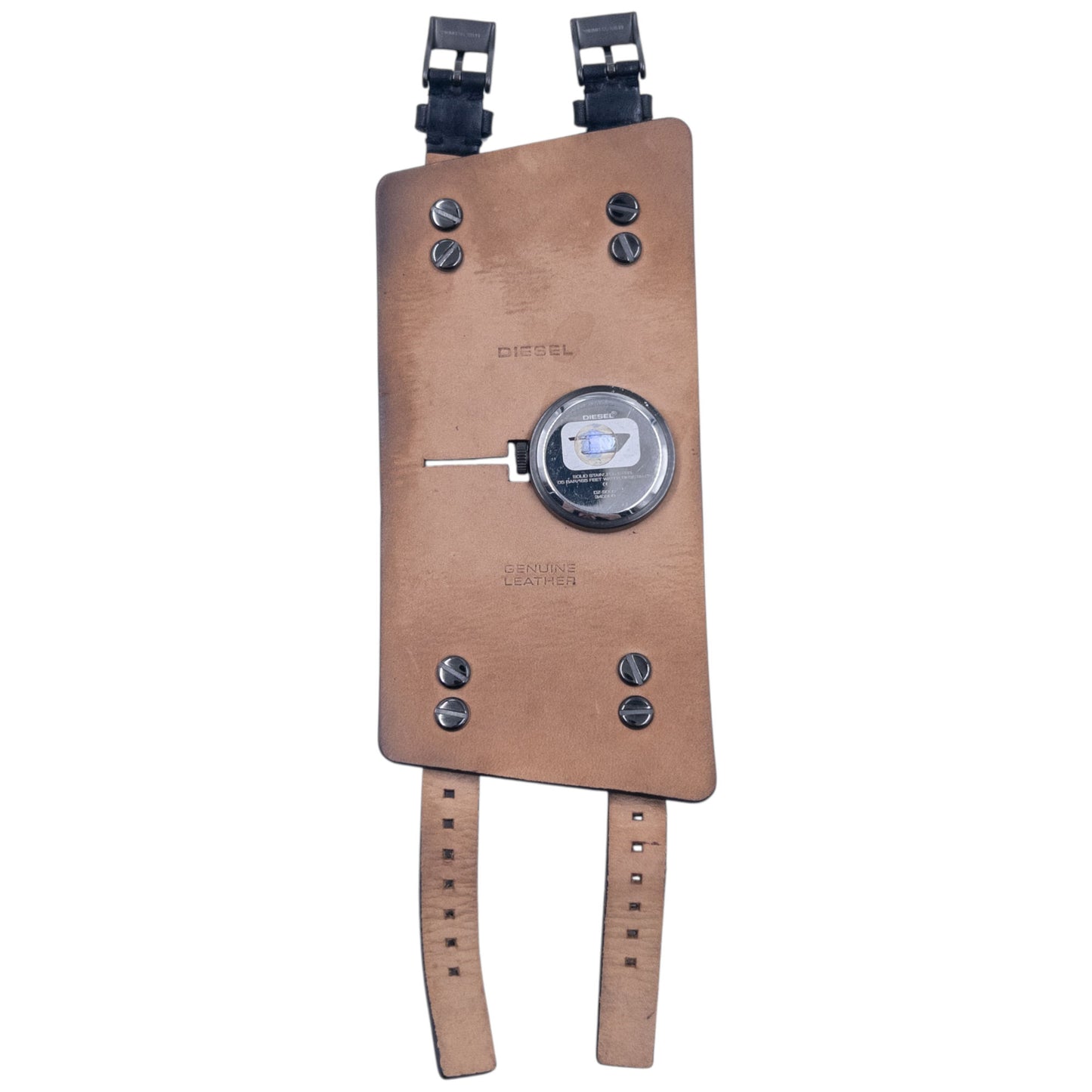 Vintage 2000s Diesel Double Buckle Leather Cuff Watch