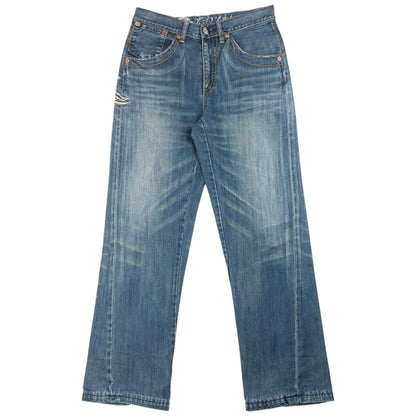 Vintage Big Train Embroidered Mountain Japanese Denim Jeans Size W32