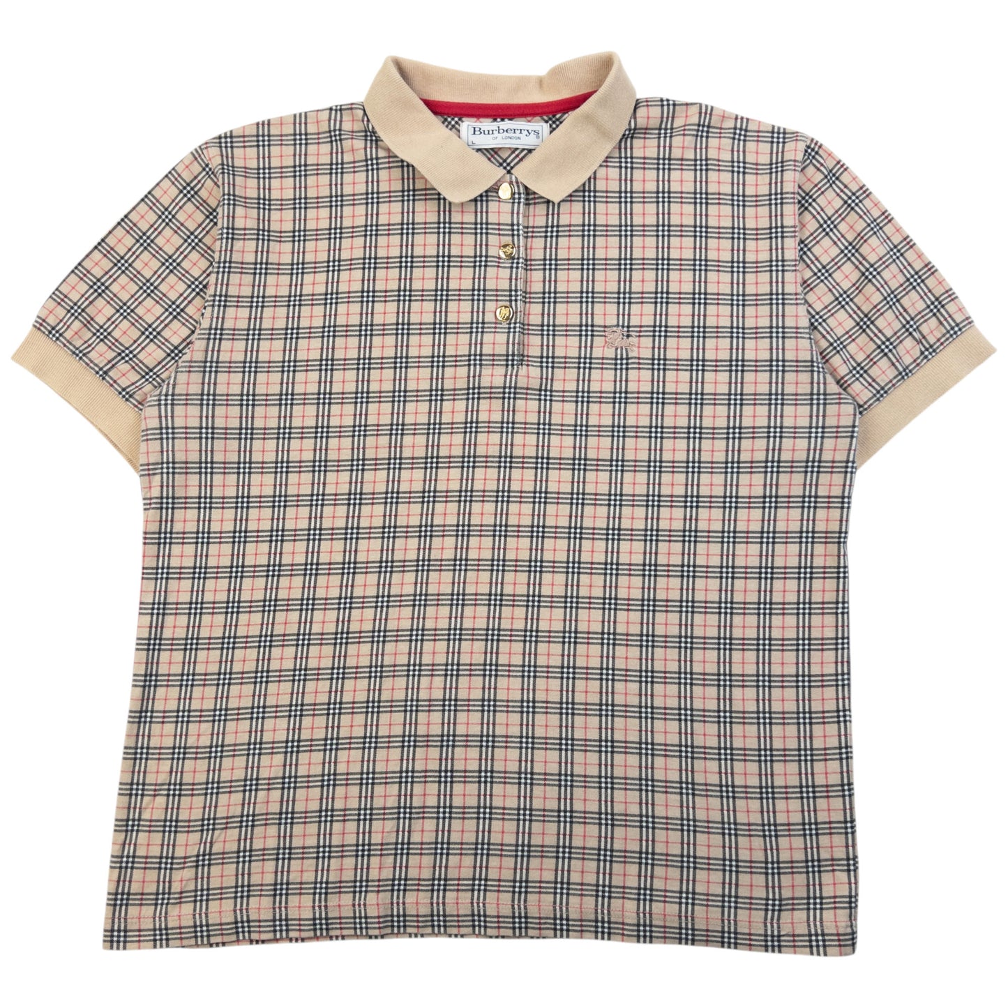 Vintage 90s Burberry Nova Check Polo Shirt Womens Size M