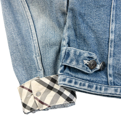 Vintage 2000s Burberry Nova Check Cuff Denim Jacket Womens Size XS