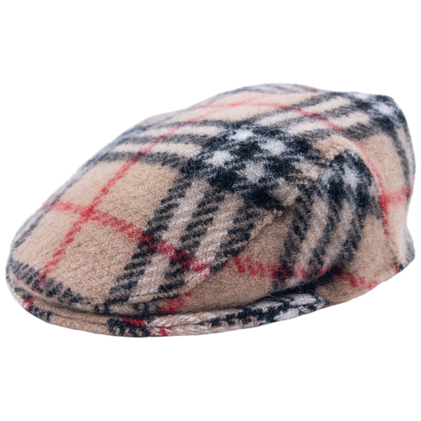 Vintage 90s Burberry Nova Check Wool Flat-Cap Hat