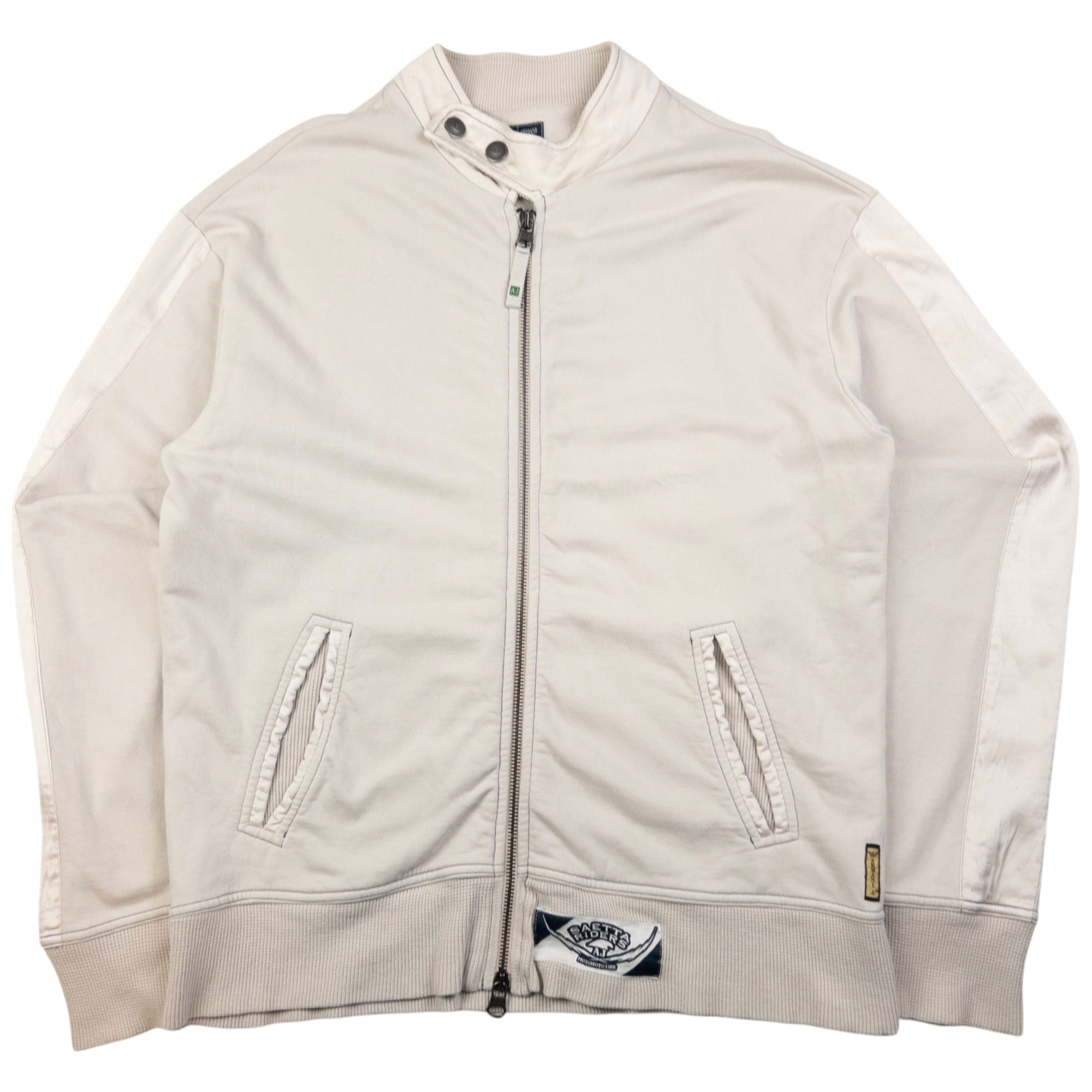 Vintage Armani Jeans Embroidered Zip Up Sweatshirt Size M