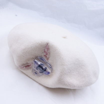 Vintage 2000s Chanel by Karl Lagerfeld Poppy Logo Wool Beret Hat