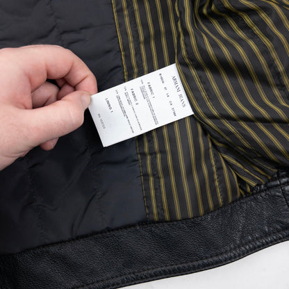 Vintage 2000s Armani Jeans Button Up Leather Jacket Size M