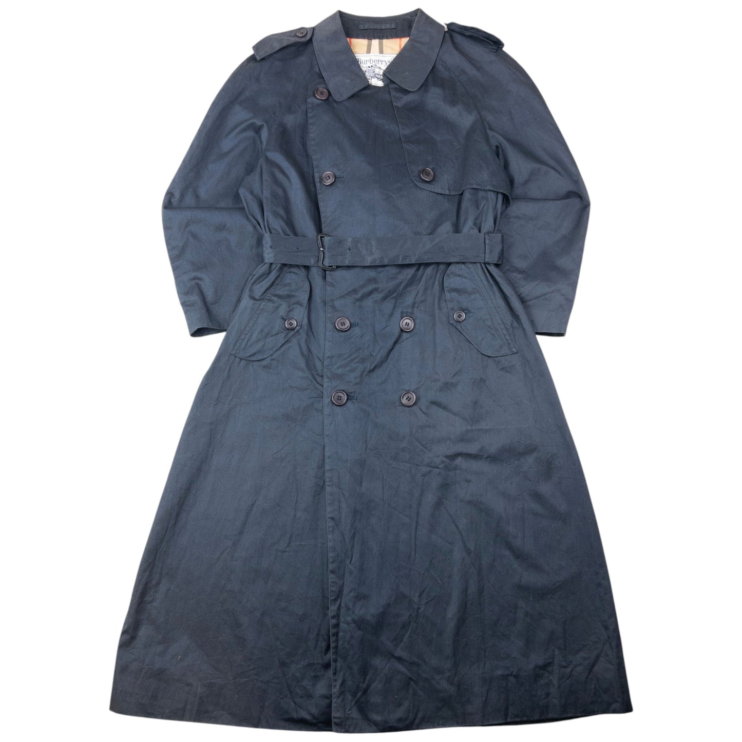 Vintage 80s Burberry Belt Waist Nova Check Lined Trench Jacket Size M