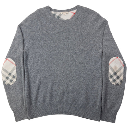 Vintage 2000s Burberry Brit Nova Check Elbow Patch Cashmere Jumper Size M
