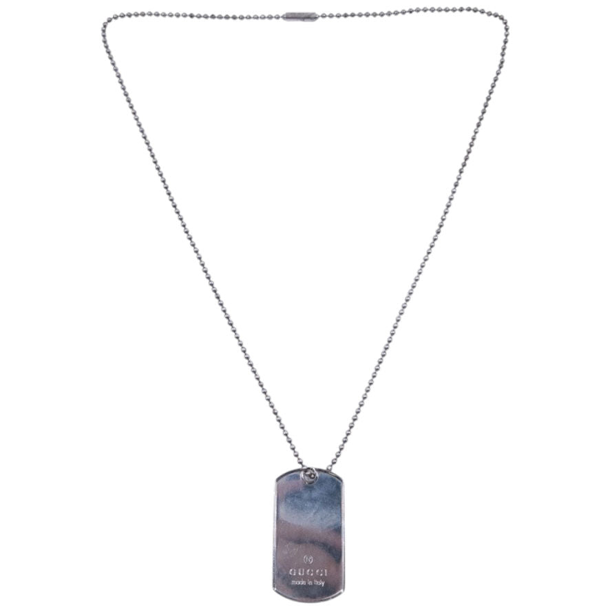 Vintage 2000s Gucci Embossed Dog Tag Necklace
