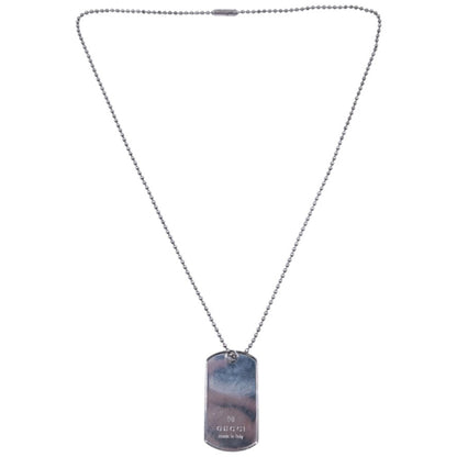 Vintage 2000s Gucci Embossed Dog Tag Necklace