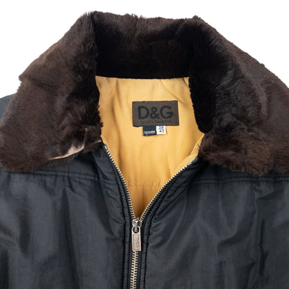 Vintage 90s Dolce & Gabbana Padded Fur Collar Jacket Size M