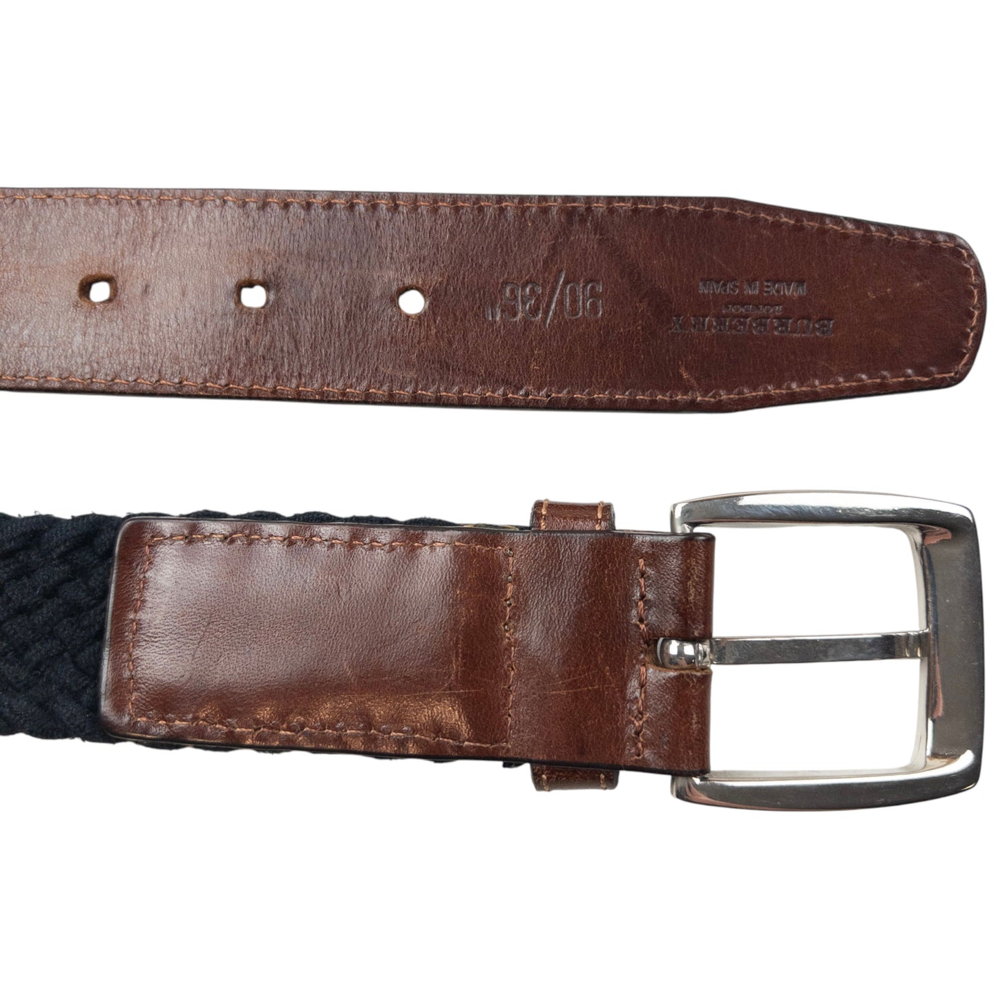 Vintage 2000s Burberry Braided Leather Belt Size L