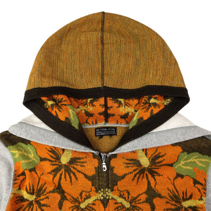 Vintage Final Home By Issey Miyake Double Hood Floral Knit Zip Up Hoodie Size M