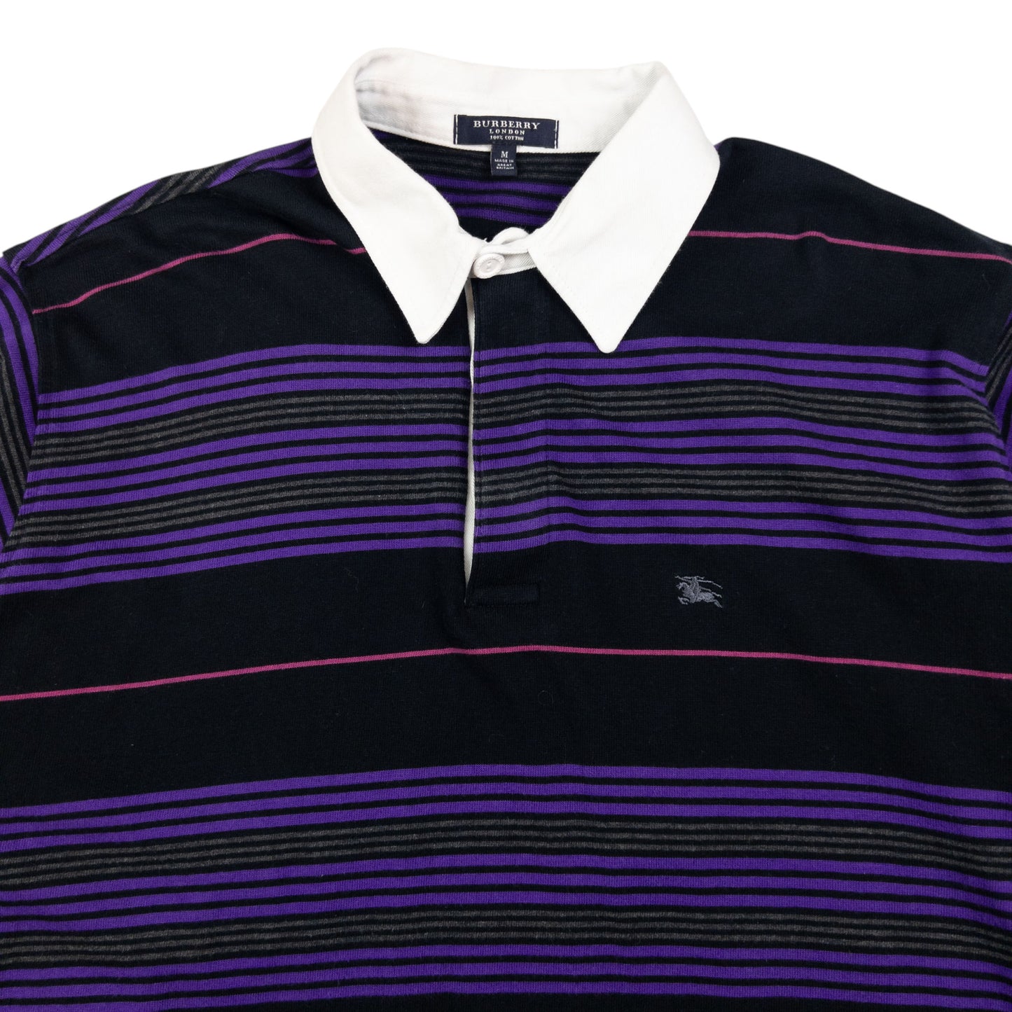 Vintage Burberry Striped Long Sleeve Rugby Polo Shirt Size M