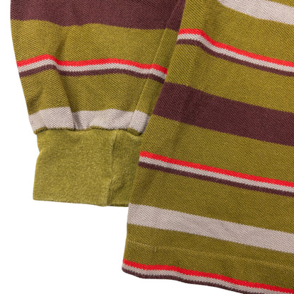 Vintage 80s YSL Yves Saint Laurent Striped Long Sleeve Polo Shirt Size S