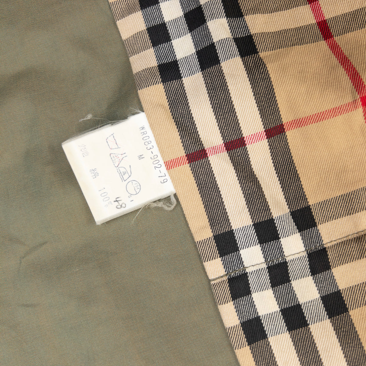 Vintage 90s Burberry Nova Check Lined Belt Waist Trench Jacket in green (cotton), photo 8