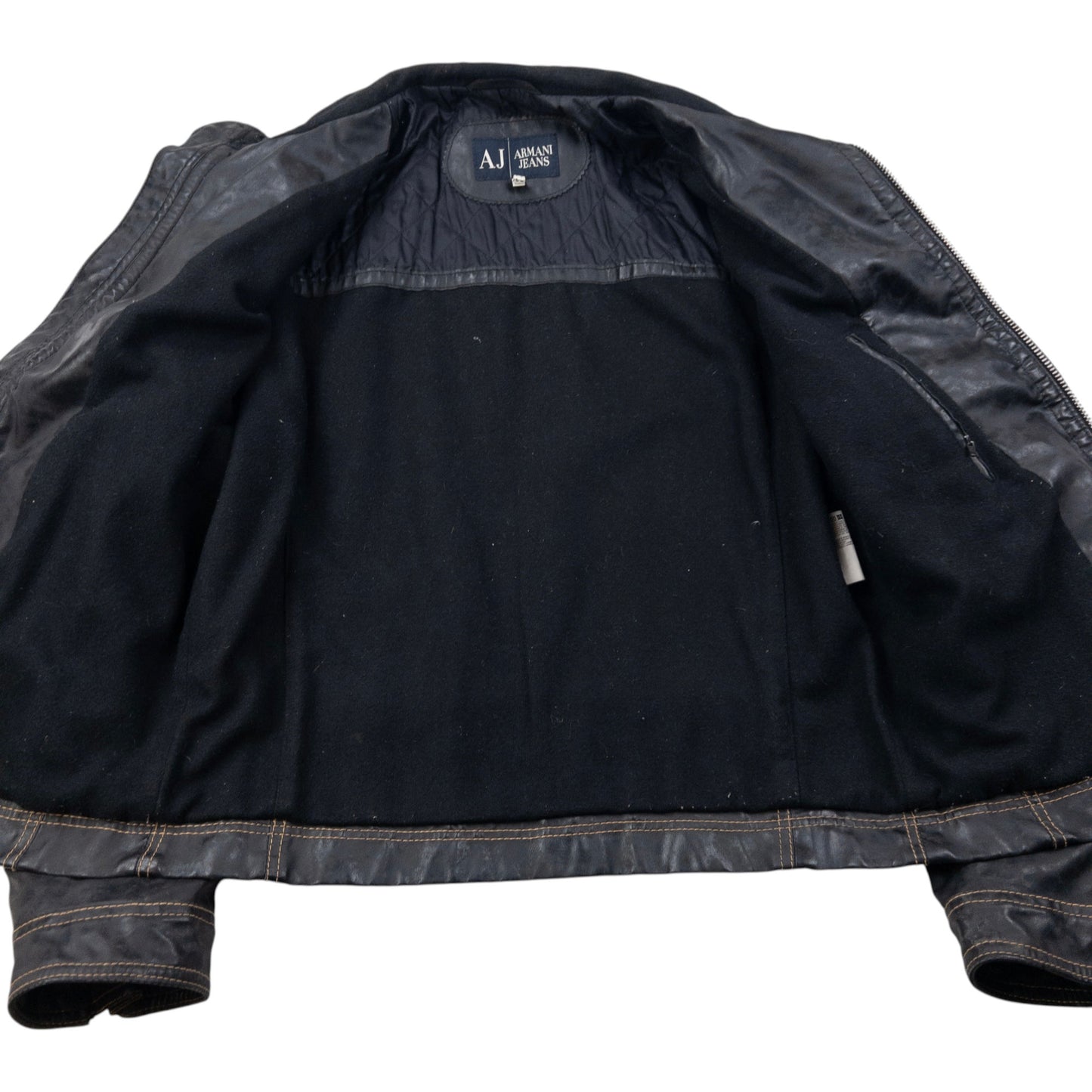 Vintage Armani Jeans Leather Biker Jacket Size S