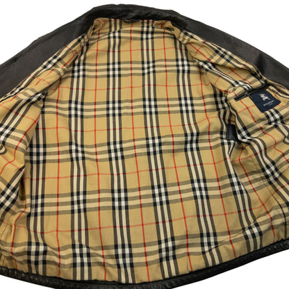 Vintage 2000s Burberry Nova Check Lined Leather Jacket Size M