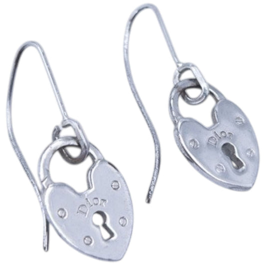 Vintage Dior Silver Heart Locket Earrings