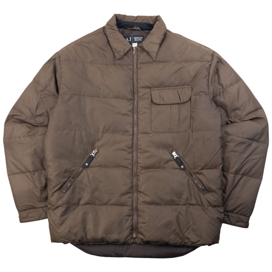 Vintage Armani Jeans Zip Up Puffer Jacket Size