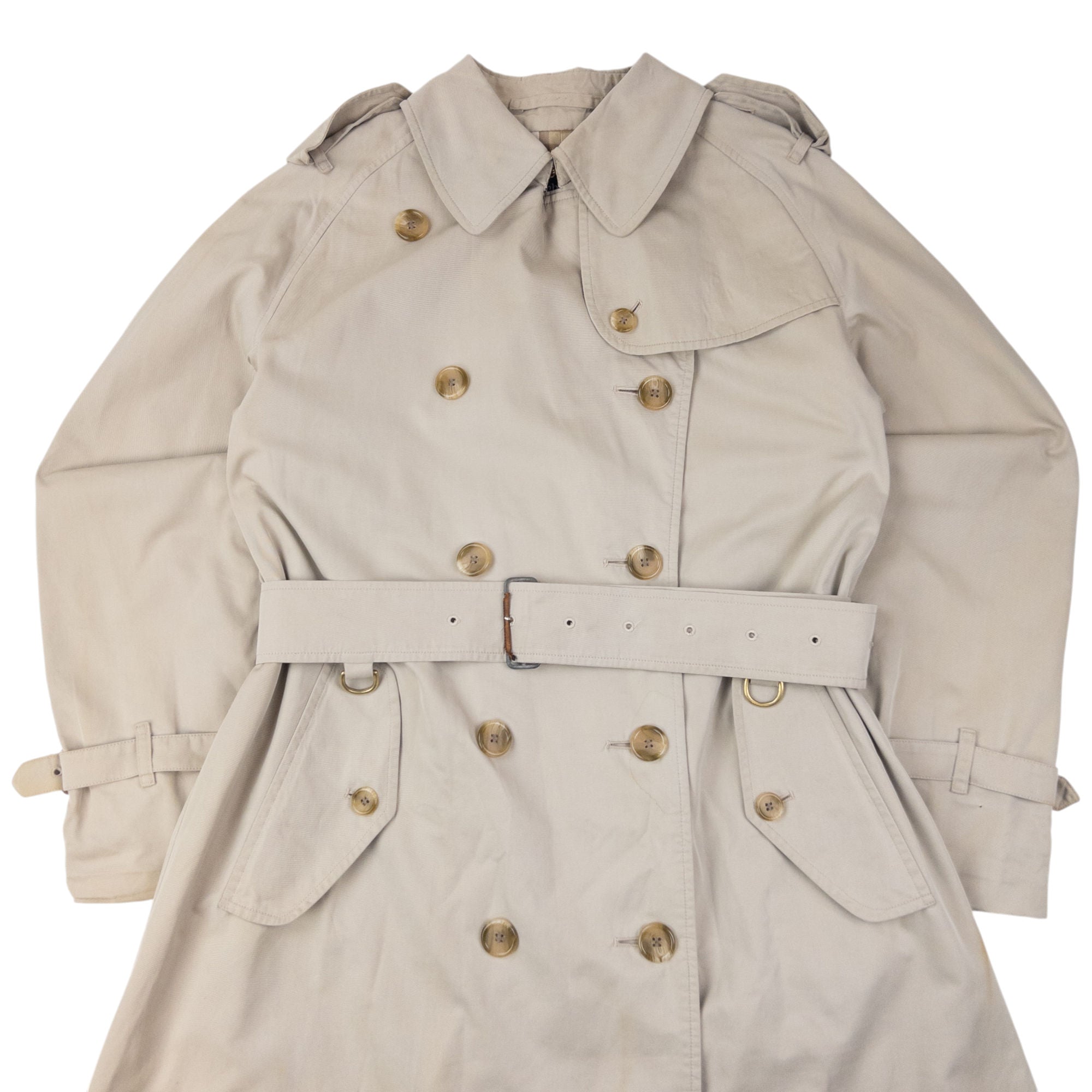 Vintage 90s Burberry Nova Check Lined Belted Trench Coat Womens Size XL