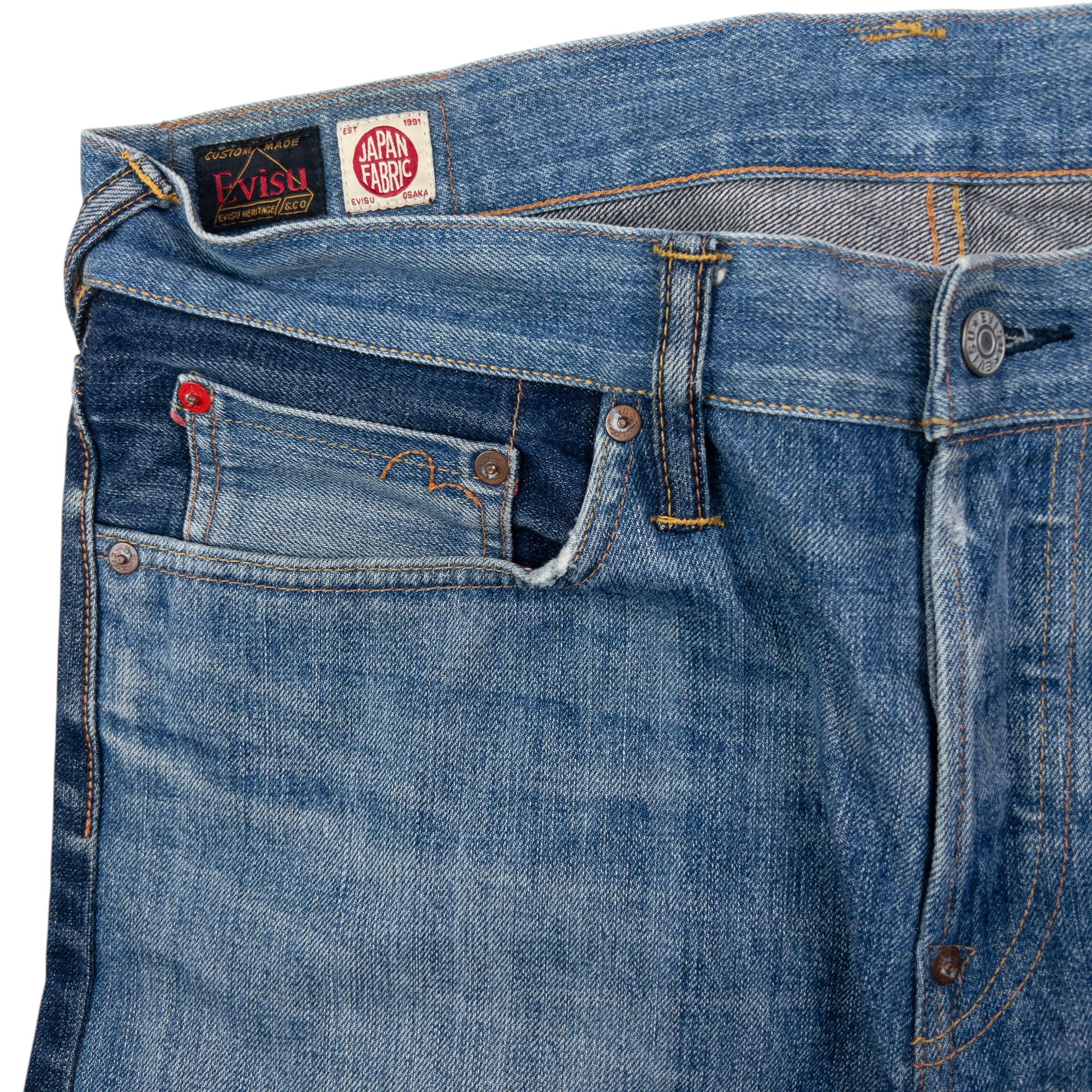 Vintage Evisu Double Gull Contrast Japanese Denim Jeans Size W36