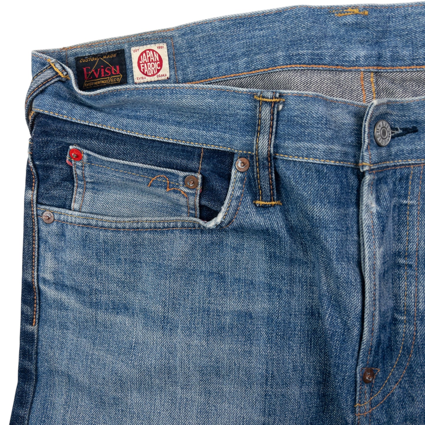 Vintage Evisu Double Gull Contrast Japanese Denim Jeans Size W36