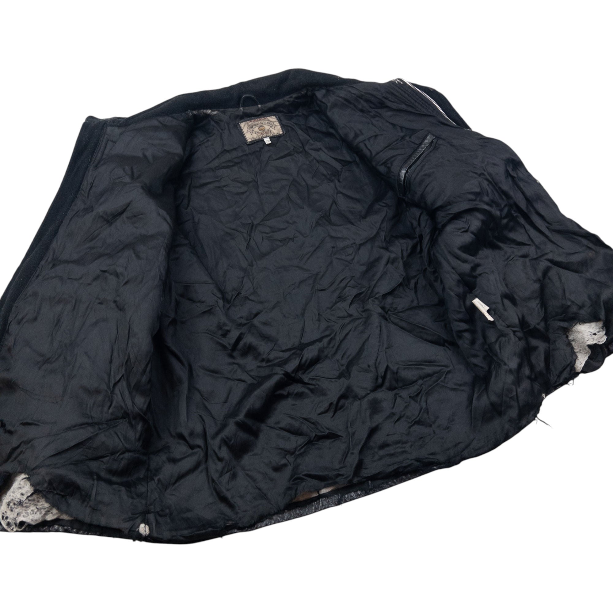 Vintage 80s Armani Jeans Zip Up Leather Jacket Size XL