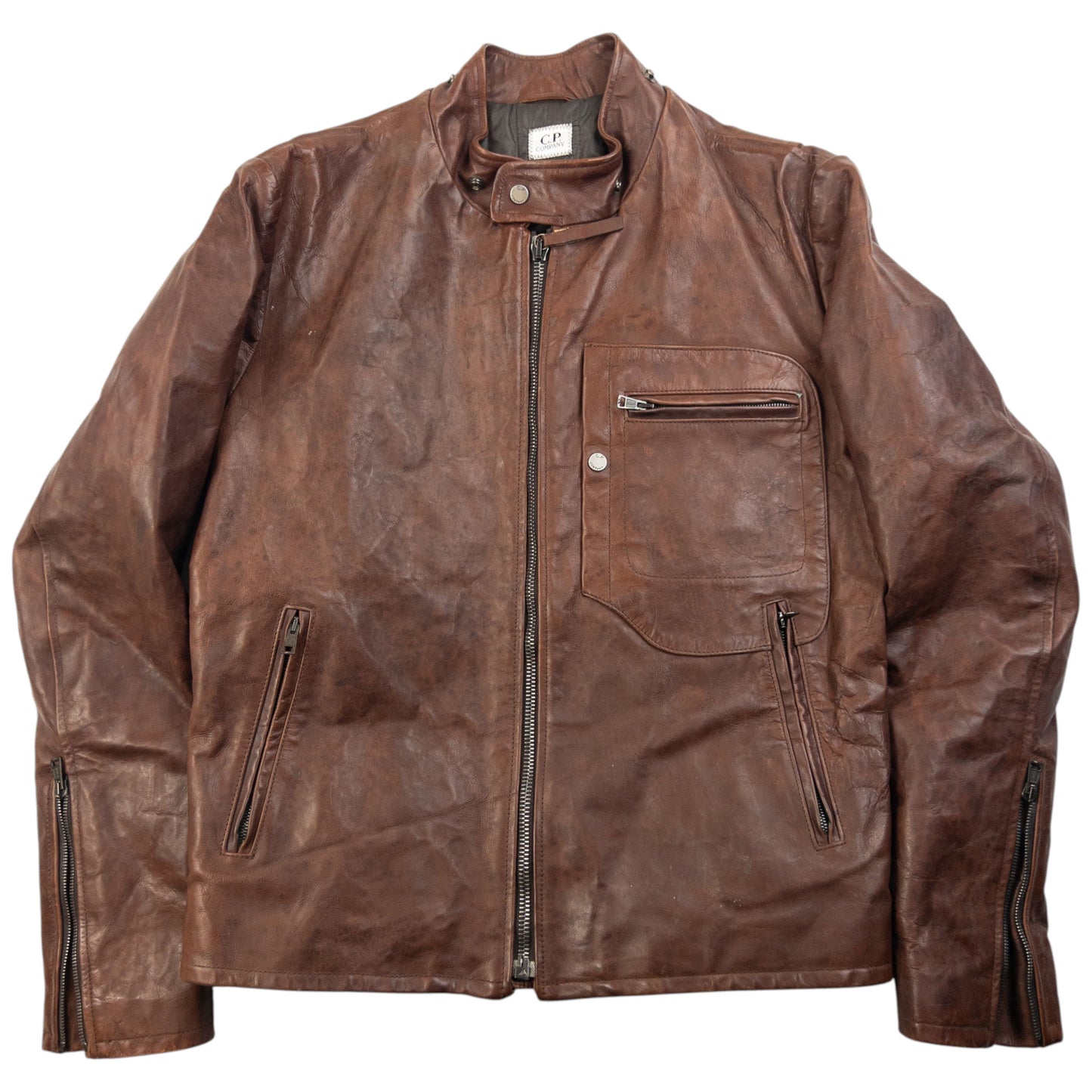 Vintage 2009 CP Company Zip Up Leather Jacket Size S