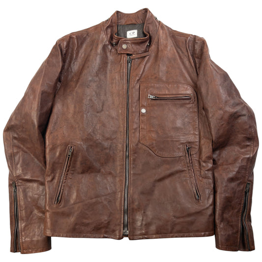 Vintage 2009 CP Company Zip Up Leather Jacket Size S