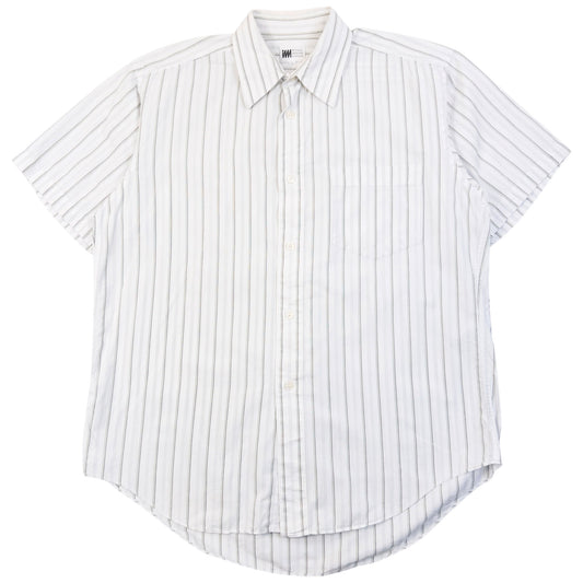 Vintage 90s Issey Miyake Striped Short Sleeve Button Up Shirt Size M