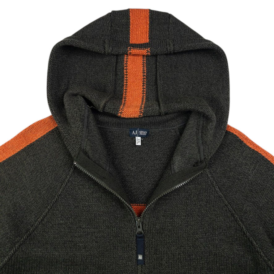 Vintage Armani Jeans Zip Up Knit Hoodie Size M