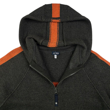 Vintage Armani Jeans Zip Up Knit Hoodie Size M