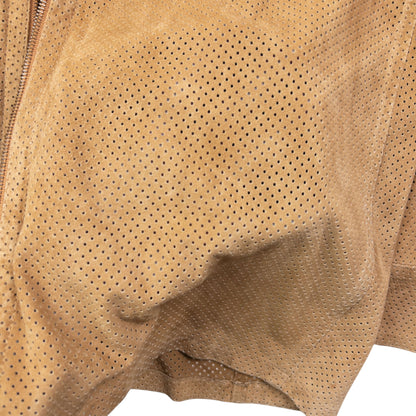 Vintage 2000s Gucci By Tom Ford Suede Perforated Lightweight Zip Up Jacket Size L