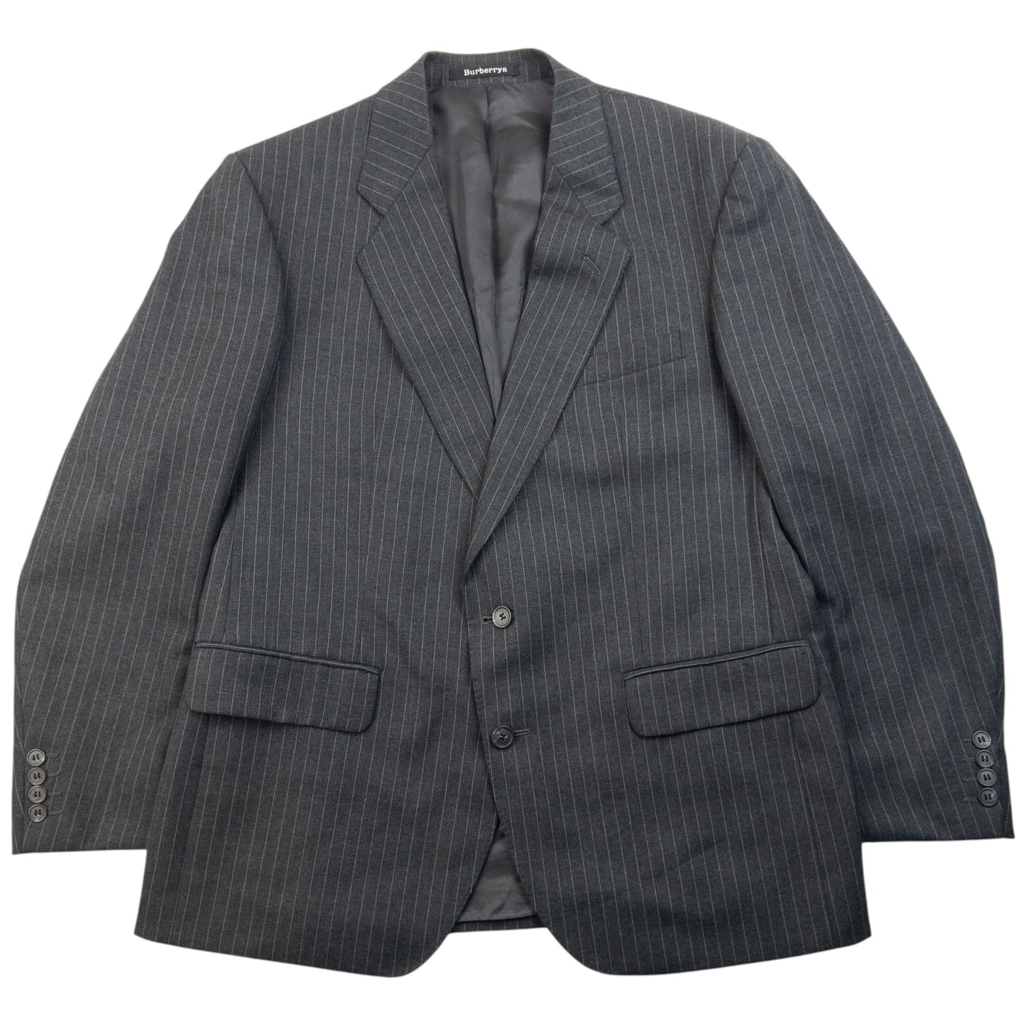 Vintage 90s Burberry Pin Stripe Jacket & Trousers Suit Set Size XL