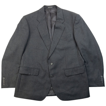 Vintage 90s Burberry Pin Stripe Jacket & Trousers Suit Set Size XL