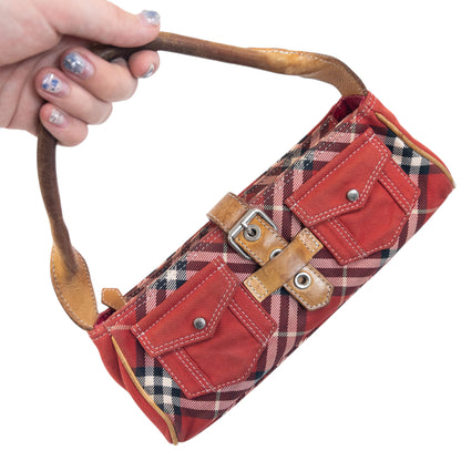 Vintage 2000s Burberry Blue Label Nova Check Baguette Shoulder Bag