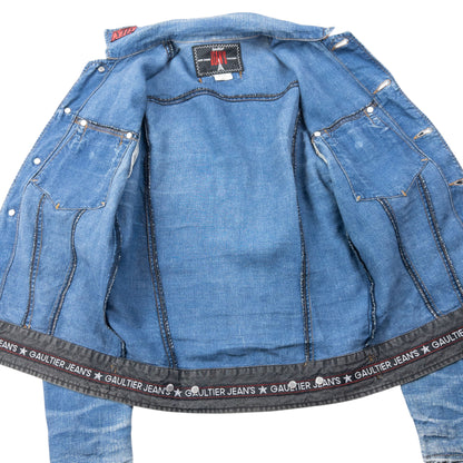 Vintage 2000s Jean Paul Gaultier Linen Denim-Look Button Up Jacket Womens Size S