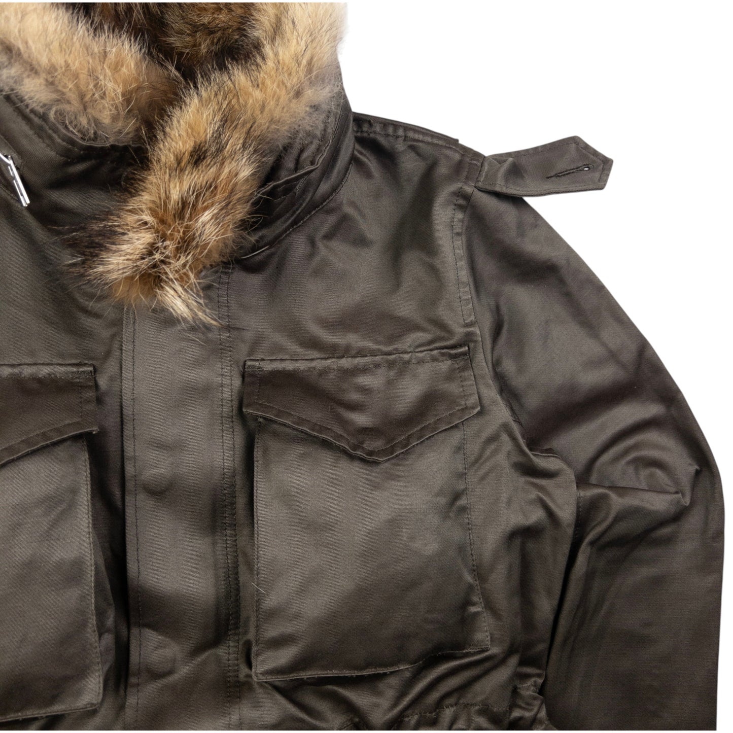 Vintage Cabane De Zucca By Issey Miyake Fur Collar Cargo Jacket Size S